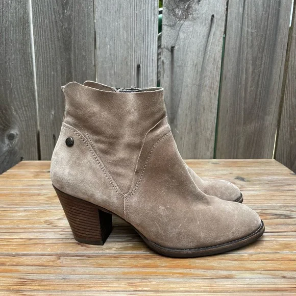 Paul Green Nora Hydro Bootie Womens 8 Tan Suede Stacked Heel Zip Boot - Picture 5 of 16